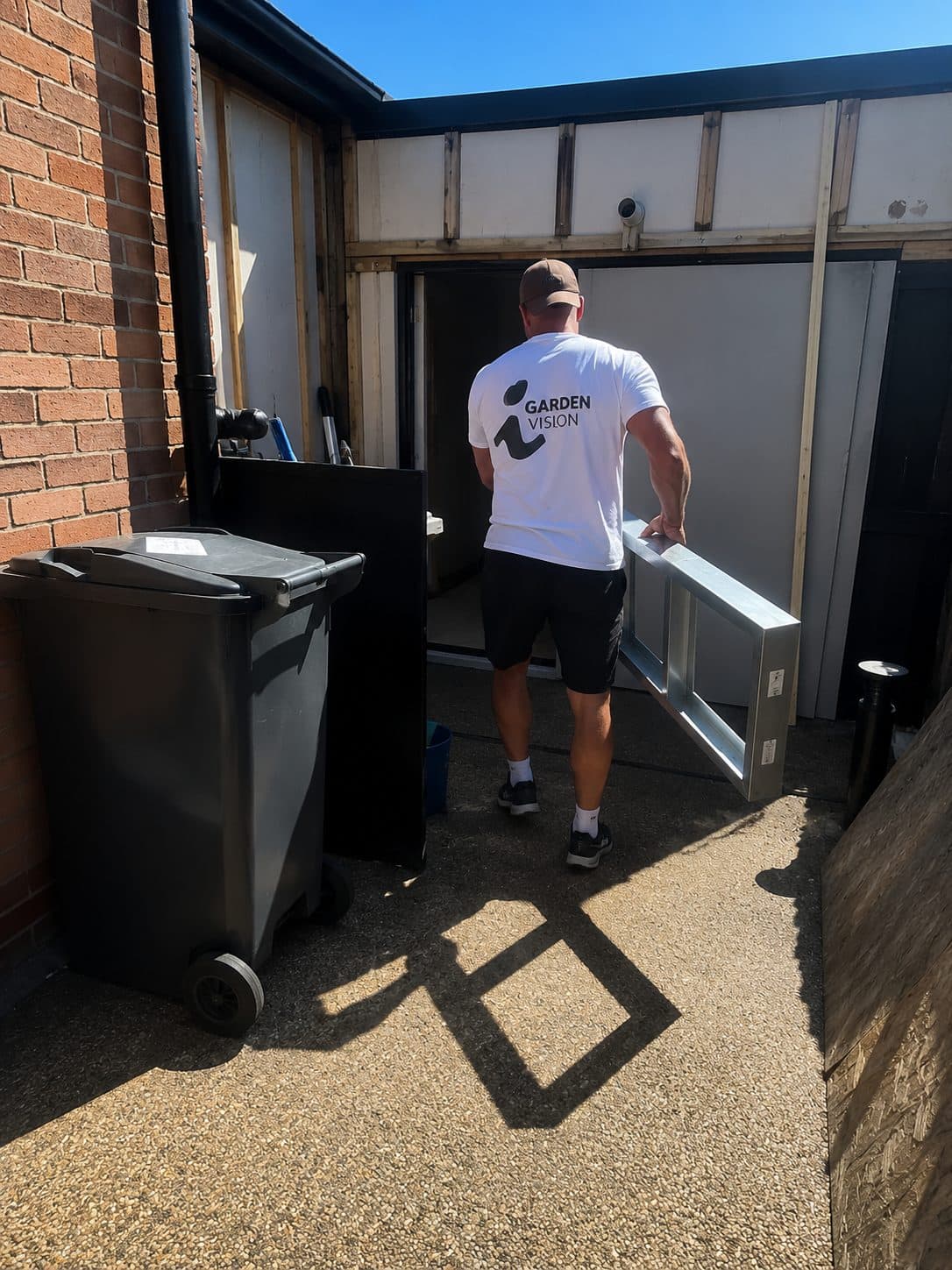 iFrame system components transported through house for restricted access sites