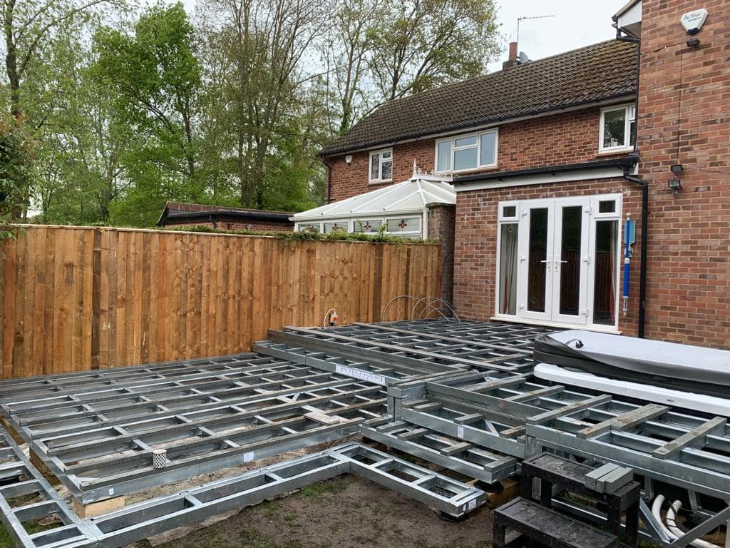 Close-up of composite decking grain and concealed fixings