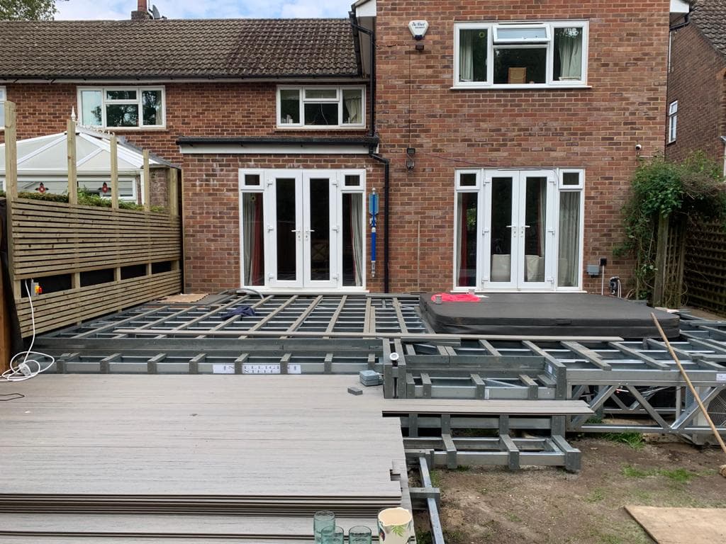 Completed composite decking terrace on iFrame