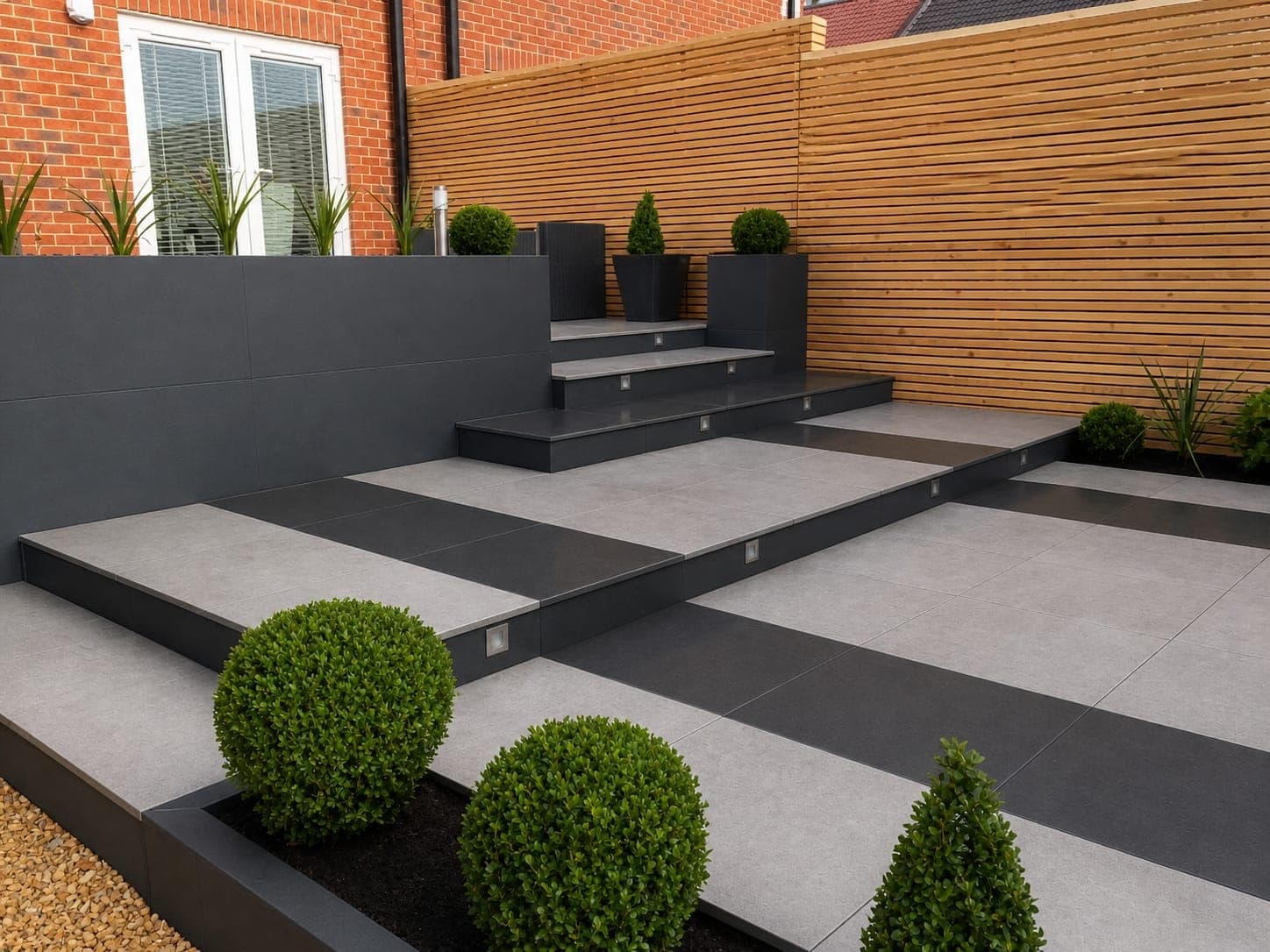 Finished level garden over a steep slope